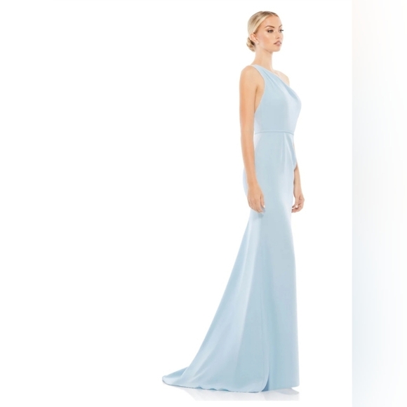 Ieena for Mac Duggal,‎ One Shoulder Mermaid Gown, Powder Blue, Size 6, NWT - Picture 3 of 16